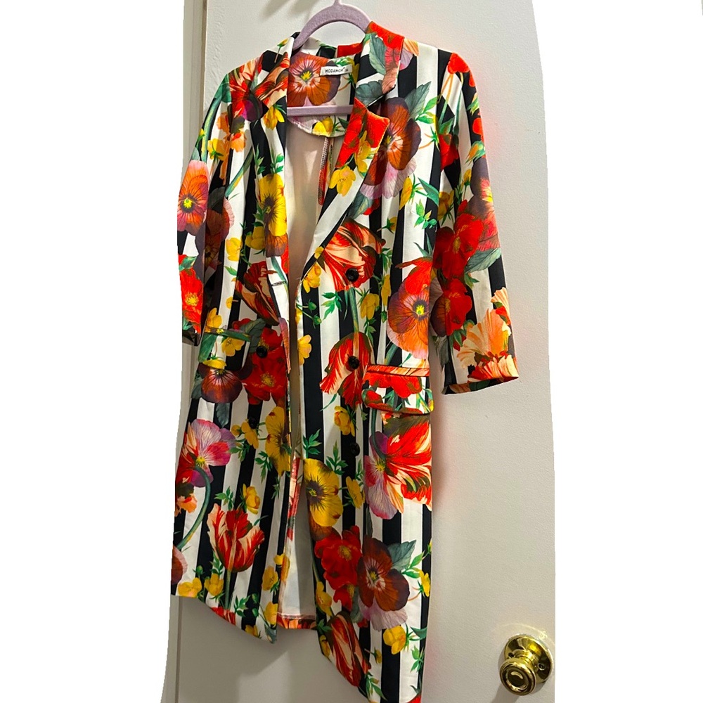 European floral spring blazer coat